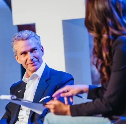 May 2022, Italy. OGR Torino event on the public value of big data. Christian Kälin speaking on networks and skills for a human-centered digital future.