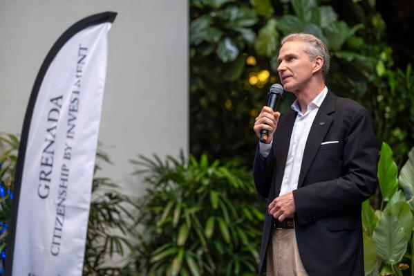 November 2024, Singapore. 18th Global Citizenship Conference. Christian Kälin speaking at the Welcome Cocktail Reception.